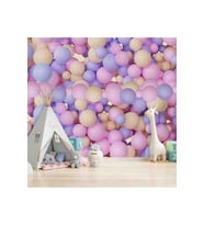 Dreamwall Makaron Balonlar Desenli Isı Ve Ses Yalıtımlı Tekstil Duvar Kağıdı (Çok Renkli)