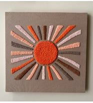 Punch Nakış Güneş Desen 30cmx30cm Kanvas Pano