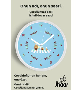 İsme Özel Sevimli Kazlar Çocuk Odası Duvar Saati Orta Boy 30 cm Beyaz Camlı Sessiz