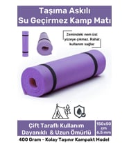 #KampMatı Taşıma Askılı Su Geçirmez Çift Taraflı Kaymaz Çadır Uyku 6.5mm Lila Kamp Yer Minderi