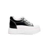 Yüksek Taban Bağcıklı Kadın Sneaker (Siyah - Beyaz)