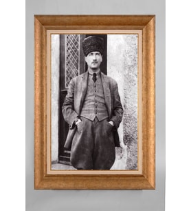 Çerçeveli Paspartulu Atatürk Tablo a650 (Gold)