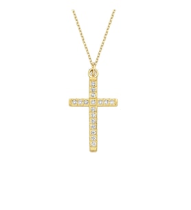 Gümüş Altın Kaplama Cross Kolye