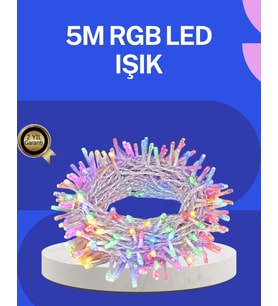 5 Metre Şeffaf Kablo Led Peri Işığı 50 Ampullü Dekoratif Led