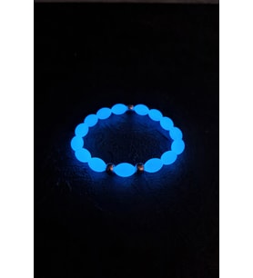 Unisex 7x11mm Mavi Fosforlu Kedigözü Bileklik, Hediyelik Bileklik (Beyaz)