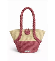 Roperast Onyx Rose El Yapımı Halat Tasarım Çanta (Beyaz-Pembe)