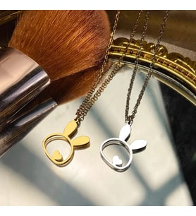 Kişiye Özel 925 Ayar Gümüş Kalp Tavşan Kolye (Gold)