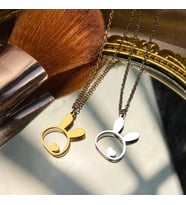Kişiye Özel 925 Ayar Gümüş Kalp Tavşan Kolye (Gold)