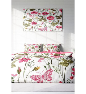 Çift Kişilik ( Lastikli Çarşaflı ) %100 Pamuk Saten Nevresim Takımı Relax Flower