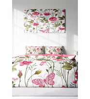 Çift Kişilik ( Lastikli Çarşaflı ) %100 Pamuk Saten Nevresim Takımı Relax Flower