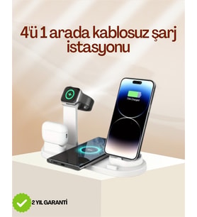 4 Cihazı Aynı Anda Şarj Edebilen Kablosuz Şarj İstasyonu Çok Yönlü ve Pratik Tasarım