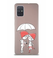 Samsung Galaxy A71 Soft Premier Kapak Aşk Tasarımlı Silikon Kılıf - Pudra (Şeffaf)