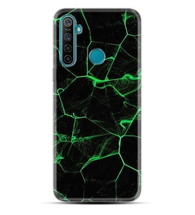 Realme 5i 5 Pro 6i 7 Pro 8 Kılıf Desemli Silikon Yeşil Şerit Mermer 1320