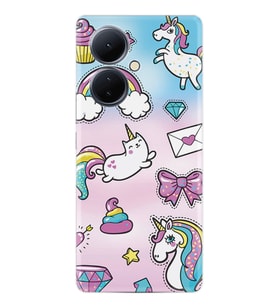 Vivo V29 Lite Kılıf Silikon Desen Özel Seri Unicorn Mektup 1800