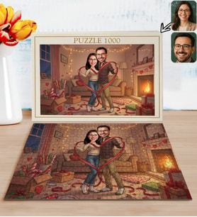 BK Gift Kişiye Özel Sevgili Karikatürlü 1000 Parça Profesyonel Puzzle-17, 1000 Puzzle, Sevgililer Günü Hediyesi, Sevgiliye Hediye