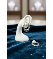 Oval Metal İnci Küpe (Gümüş)