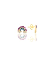Gümüş altın yaldızlı renkli taşlı gökkuşağı küpe SGTL10579GOLD