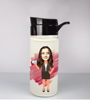Kişiye Özel Karikatür Tasarım Özel Koruma Kılıflı Cam Matara 96108