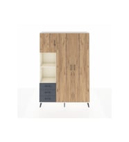 Arges Dolap 6 Raflı 3 Çekmeceli Tek Askılı 132x30x195 Aytaşı-Çam/Antrasit