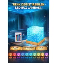 Renkli LED Aurora Işıkları Uzaktan Kumandalı Dekoratif Masa ve Gece Lambası (Krem)