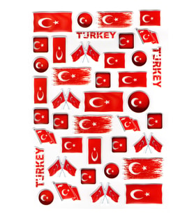 Sticker Kabartmalı A4 Boyutunda Stiker Defter, Planlayıcı Etiket, -(lim086) - Türk Bayrağı Şekilli