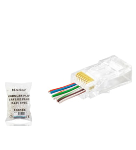 Cat6 Ez Rj45 Konnektör - 100 Adet Şeffaf / Ekonomik Poşet Paket ND2415