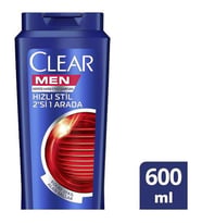 Clear Men Hızlı Stil 2'si 1 Arada Kepeğe Karşı Şampuan 600 ml