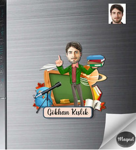 Kişiye Özel Öğretmen Erkek Ahşap Magnet -9