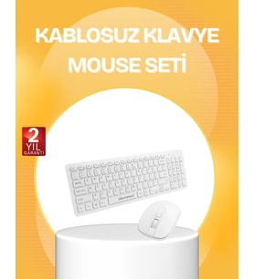 Mey İthalat® Kablosuz Klavye Mouse Takımı - Ergonomik, Sessiz Tasarruflu