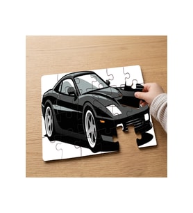 Siyah Lüks Araba Tasarımlı 24 Parça Ahşap Çocuk Puzzle MPK0117