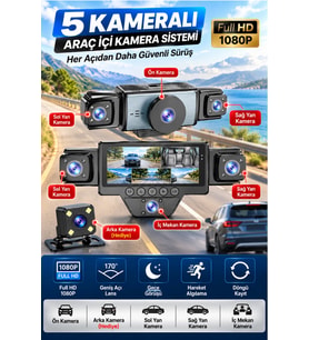 Seyu N89 5 Kameralı WiFi Full HD 1080P Araç İçi Kamera Geniş Açı G-Sensörlü 2 İnç