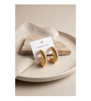 316L Çelik Gold Renk Bombeli Kroasan Model Küpe