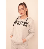 Rich Kadın Baskılı Kapüşonlu Sweatshirt