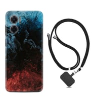 Xiaomi Redmi Note 11E Kılıf Resimli Boyun Askılı İpli Desenli Silikon Red Blue Black Abstact 1386