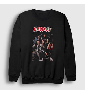 Presmono Unisex Siyah Band Exodus Sweatshirt 146570tt