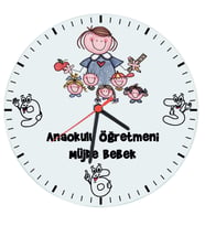 Biresimden Anaokulu Öğretmenine Hediye İsimli Cam Duvar Saati
