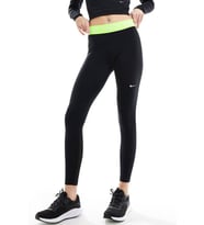 Nike Pro 365 Dri Fit Training Mid Rise Full Length Tight Fit Green Toparlayıcı Tayt Siyah-Neon