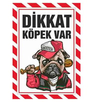 Dikkat Köpek Var Pvc Plastik Uyarı Levhası A4 Boyutunda Kalın Malzeme ( 21 X 30 Cm ) (Çok Renkli)
