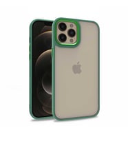 Uyumlu Model Apple iPhone 12 Pro Max Kılıf Kamera Nikelaj Kenar Renkli Kapak (Yeşil)
