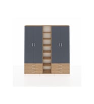 Arges Dolap 13 Raflı 6 Çekmeceli 2 Askılı 220x30x243 Çam-Antrasit/Çam