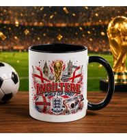 BK Gift İngiltere Taraftar Temalı Dünya Futbol Kupası Tasarımlı Siyah Kupa Bardak