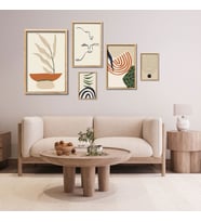 5'li Ahşap Lamine Çerçeveli Mdf Tablo Seti Modern Çizgiler (Ahşap)