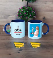 Göz Doktoru Kupa Bardak Lacivert Fotoğraflı Tıp Bayramı Hediyesi