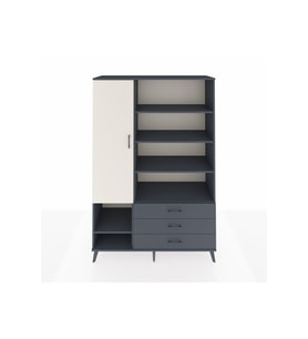 Hyperion Dolap 9 Raflı 3 Çekmeceli Tek Kapaklı  132x44x195 Antrasit-Aytaşı/Antrasit