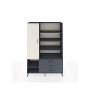 Hyperion Dolap 9 Raflı 3 Çekmeceli Tek Kapaklı  132x44x195 Antrasit-Aytaşı/Antrasit