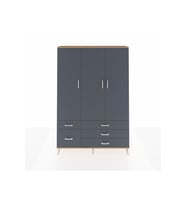 Arges Gardrop 5 Raflı 5 Çekmeceli Tek Askılı 132x30x195 Çam-Antrasit