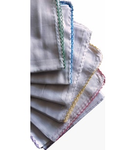 Iç Başörtüsü %100 Pamuklu 5 Li Paket Tülbent Kenarları Oyalı Beyaz Bez 80x80cm