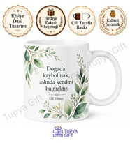 Yaprak Temalı Doğa Sever Baskılı Kupa Bardak Doğa Hediye Porselen Mug