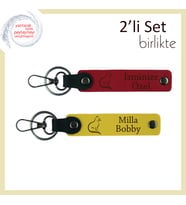 Evdeki En Sevimli Bireye Hediye, Kedili Temalı, Kişisel Anahtarlık, Kırmızı-Sarı