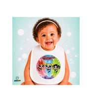 Powerpuff Girls Keten Bebek Mama Önlüğü – Yumuşak, Emici, Yıkanabilir, Özel Tasarım P163